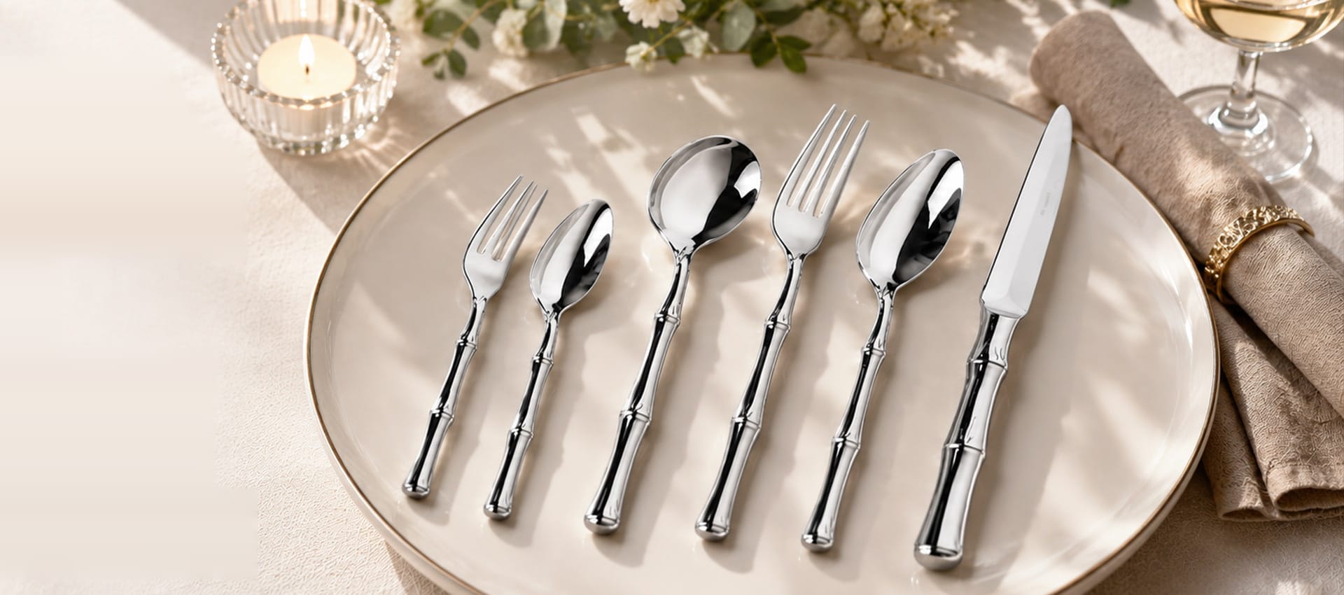 Stainless steel flatware product display