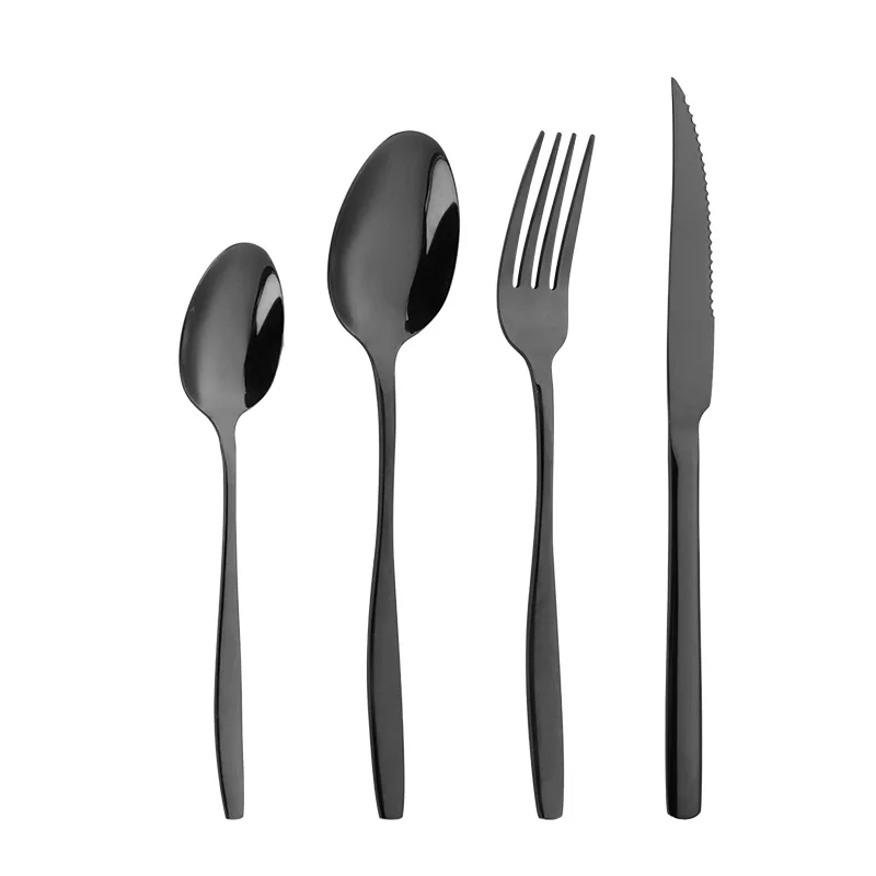 Jieyang Stainless Steel Cutlery Factory 18/0 Mirror Polish 20 Pcs Flatware Set Matte Black 18/0 Stainless Steel