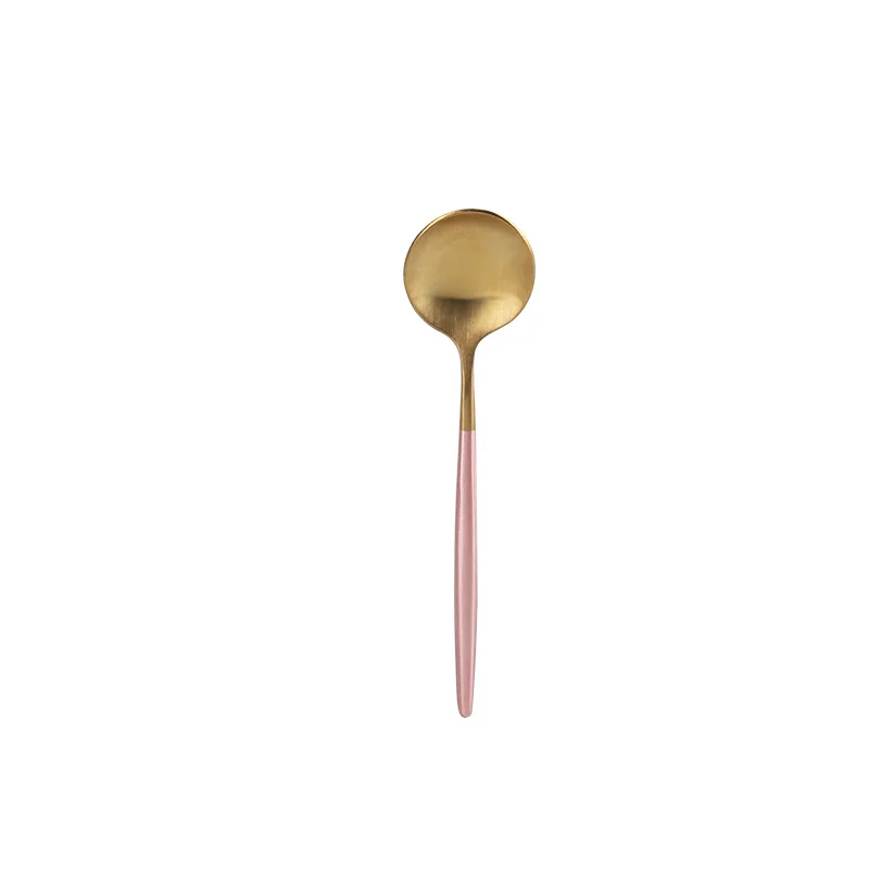 410SS Matte Portuguese Style Tea Spoon, PVD Titanium Coated Bowl with Spray Paint Handle Gold PVD