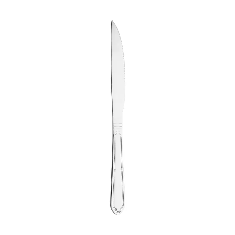 Jieyang Factory Retro Embossed Handle Stainless Steel Meat Knife Mirror Polish
