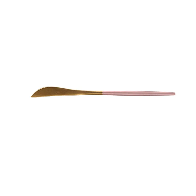PVD Gold Dinner Knife with Pink Handle for Wholesale Gold PVD