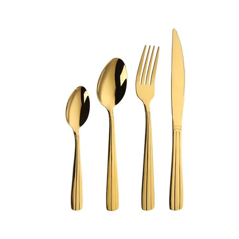 Jieyang Factory PVD Gold 4 Pieces Stainless Steel Cutlery Set