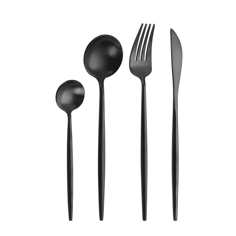 Portugal Style Black 24 pcs Stainless Steel Cutlery Set in bulk